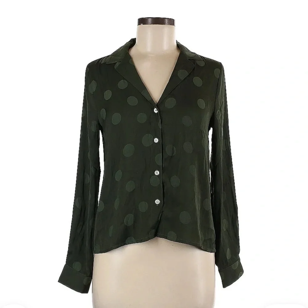 Madewell Green Long Sleeve Button Down Shirt - Picture 2 of 4